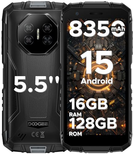 DOOGEE Fire 3 Pro Android 15 Al Outdoor Handy Ohne Vertrag 16GB RAM + 128GB ROM(2TB TF) 8350mAh/18W, 5,5 HD+ Gemini Al, Outdoor Smartphone Unisoc T7200, 16MP AI Kamera,Dual SIM 4G/Widevine L1/Face ID