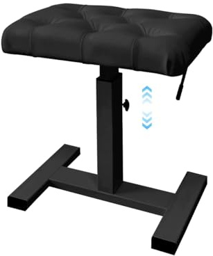 lumizone Keyboard Bench Hydraulic Lifting Piano Bench Height Adjustable with 19.3 x 12.2 Seat Heavy Duty Piano Chair Keyboard Stool PU Leather High-Density Sponge Alloy Base (Black, Tufted)