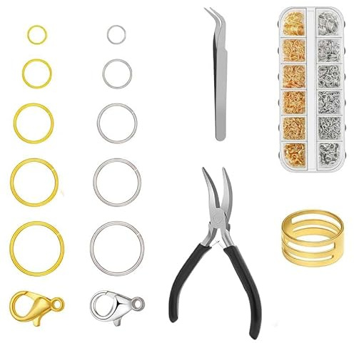 Biegeringe för smyckestillverkning 1443 stycken – Metall öppna ringar | Metallringar med smyckesverktyg, perfekt för att göra armband, halsband och kreativa hantverk.