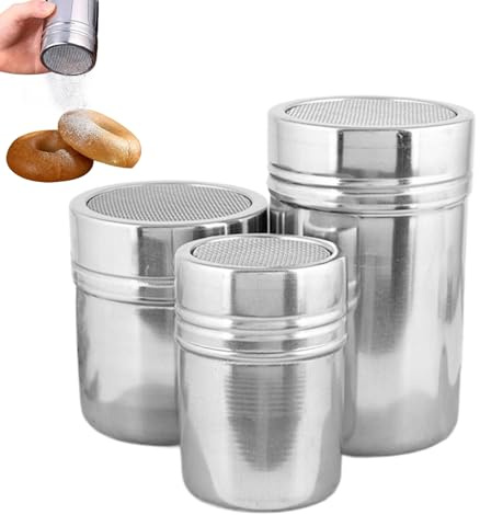 Dispensador De Azúcar Glasé - Espolvoreador Para Repostería - 3 Piezas en Acero Inoxidable Dispensador para Cocina Panadería Food Truck