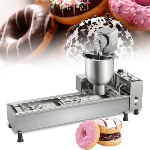 Macchina automatica per ciambelle, 3000 W commerciale singola fila con stampi di 3 dimensioni, temperatura regolabile, acciaio inossidabile 304 per una produzione efficiente di panetteria