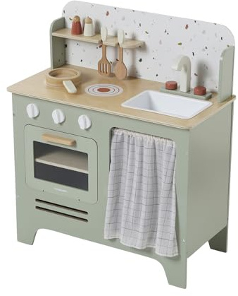 VERTBAUDET Jouet Enfant Cuisine avec Accessoires Bois FSC Vert Sauge TU