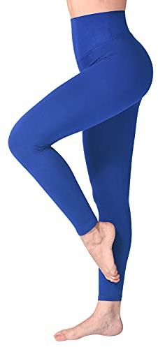 SINOPHANT High Waisted Leggings for Women, Buttery Soft Elastic Opaque Tummy Control Leggings, Plus Size Workout Gym Yoga(Royal blue1,L-XL)