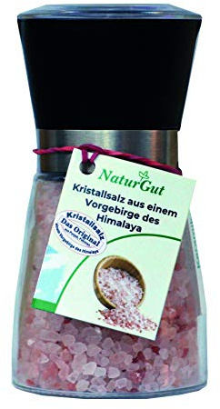 Glas Salzmühle 200g mit Kristsallsalz Granulat aus Punjab/Pakistan