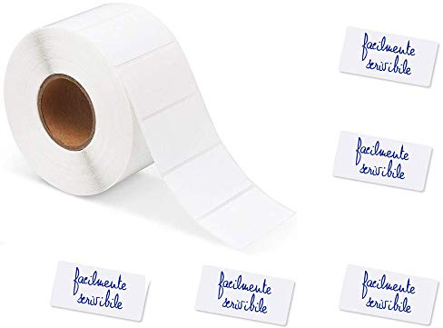 1000 ETICHETTE ADESIVE BIANCHE 50 X 25 MM SU ROTOLO, MULTIUSO, UTILI IN CANCELLERIA, CONGELATORE, CORRISPONDENZA, DISPENSA - ULTRA RESISTENTI - PRODOTTI IN ITALIA - MARCA GICAPRICE