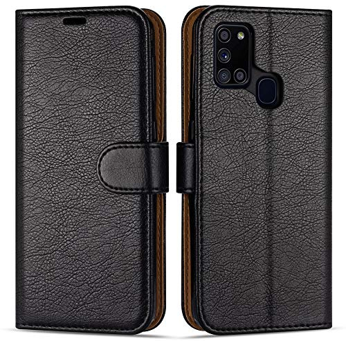 Case Collection for Samsung A21s Phone Case - Leather Folio Flip Kickstand Shockproof Cover with RFID Blocking Card Slots Wallet for Samsung Galaxy A21s Case Black