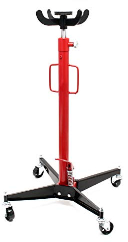 Wiltec Mobiler Getriebeheber hydraulisch 500 kg 110-190 cm Hubhöhe, mit 4 Laufrollen, Aufnahmekralle, Pedal, hydraulischer Motorheber für Kfz und LKW