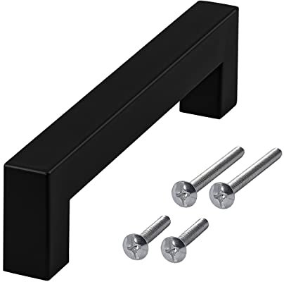 Stahlia 5 x Möbelgriffe Schwarz matt Lochabstand 192mm Edelstahl Schrankgriffe Küchengriffe Schrankgriffe Stangengriffe eckig Wohnzimmer Möbel Bad Möbel Schrank Profil: 15x15mm inkl. Schrauben