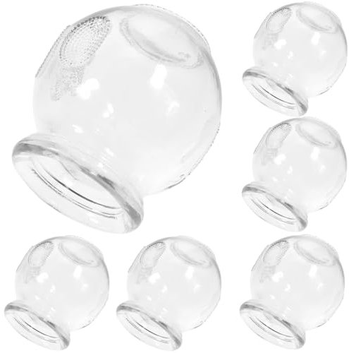 PLAFOPE Glass Fire Cupping Set 6Pcs for Home Durable Glass Massage Cups for Blood Circulation Muscle Relaxation and