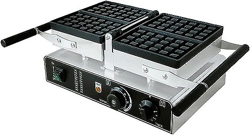 Gofrera de 1600 W, gofrera comercial con placas antiadherentes, máquina de panadería de acero inoxidable de doble rotación, temperatura de 50-300 ℃ y tiempo ajustable de 0-5 minutos, for restaurantes,