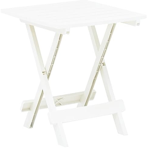 ARKEM Tavolo da Giardino Pieghevole Bianco 45x43x50 cm in Plastica,Tavolo Pieghevole Rettangolare Multifunzione Con Piano E Struttura Richiudibile Salvaspazio, Per Arredo Esterno, Interno, Giardino, T