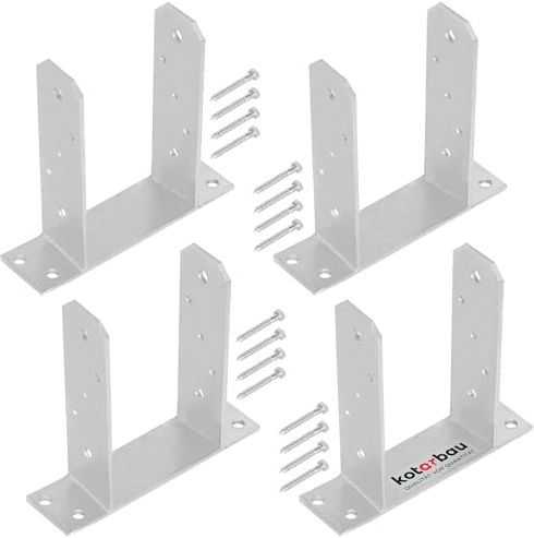 KOTARBAU® Set de 4 Unidades Soporte para Poste - Pie de Pilar - TT - Acero Galvanizado - 90 mm - Plata - Anclaje para Poste - Resistente a la Corrosión - Soportes para Pérgola
