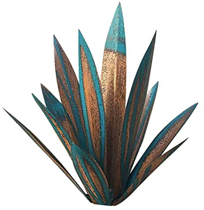 Metall agave-växter 33 cm utomhusdekor Tequila rustik skulptur metall agave gård konst agave skulptur staty trädgård gård dekor prydnad blå agave metallväxter för gård trädgård skulptur metall agave