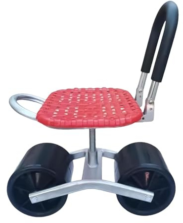 Taburete giratorio para jardín, silla de trabajo con ruedas de 360 grados | Taburete ajustable para deshierbe de patio con función de ahorro de espacio, patinete con carro de