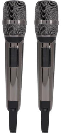 Microphone à Main, Système de Microphone Dynamique Portable UHF pour karaoké Chant Discours Fête Noir