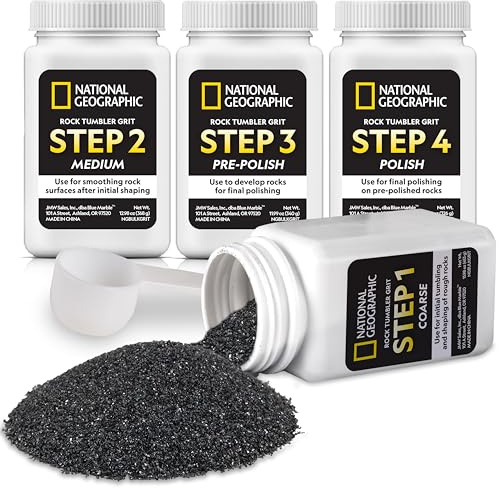 NATIONAL GEOGRAPHIC Schleif- & Poliermittel Nachfüllset – Gesteinschleifmittel für Trommeln, poliert bis zu 9 kg Steine, kompatibel mit allen Steintrommeln