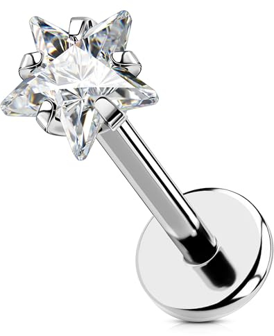 OUFER Kroppspiercing titan 18 G/16 g labret dubbar läppstift medusa piercing trådlösa labret stänger tryck in brosk helix tragus piercing smycken platt baksida örhänge 6 mm 8 mm för kvinnor män, 18G