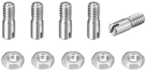 sourcing map 5 perni cilindrici con intaglio, M2 x 6 mm, in acciaio inossidabile 304, con filettatura esterna, perno di posizionamento con dado, per installazione di mobili e armadi (GB878)