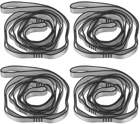PATIKIL 59 Inch Daisy Chain Straps, 4 Pack Strong Climbing Strap Adjustable Nylon Chain Sling with 8 Loops for Aerial Yoga Hammock Swing, Gray