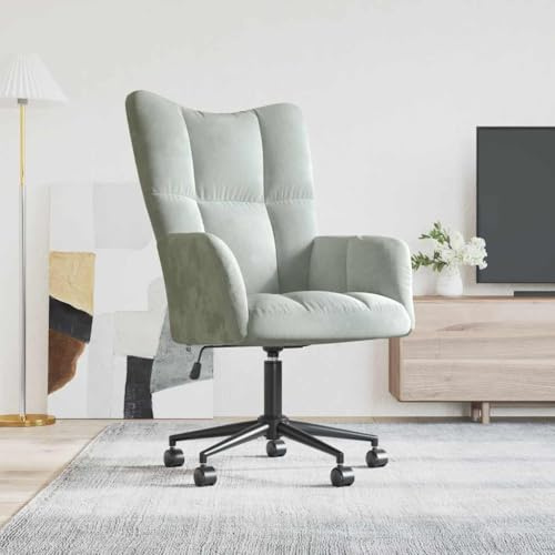 Mimdixy Poltrona da massaggio per TV, poltrona da massaggio,Poltrona relax, velluto grigio chiaro,Per camera da letto e soggiorno,Veloce da installare