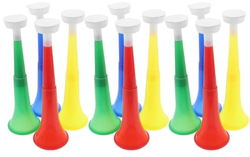 Abaodam 12piezas Vuvuzelas Plegables de Plástico Bocina Telescópica para Animar Eventos Deportivos Escolares Fiestas y Estadios Colores Unidades por Color