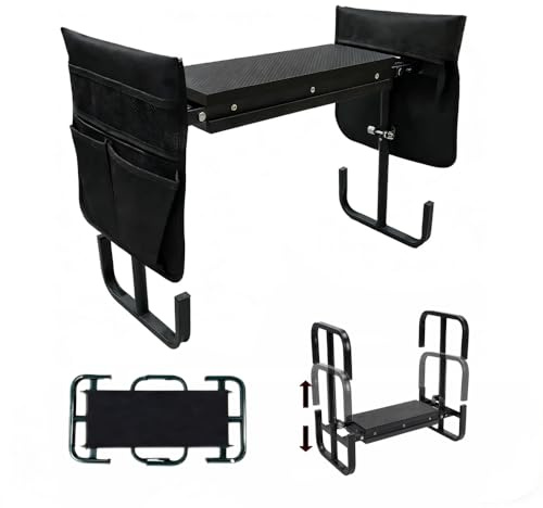 Banc de Genou de Tabouret de Jardin Pliable,Tabouret Genoux Jardin en Hauteur 60x52x27cm,Tabouret à Genoux de Jardinage avec Aide à se Relever,Sac à Outils,Tapis en Mousse Eva,pour le Camping,la Pêche