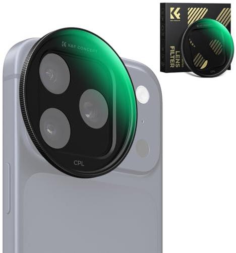 K&F CONCEPT Snap-On CPL Filter Compatible with iPhone 17 Pro Max/17 Pro | 9.5g Ultra-Lightweight Polarizing Filter with Snap-on Deco Mount, AGC Glass 28-Layer Coating Anti-Reflection, FA301