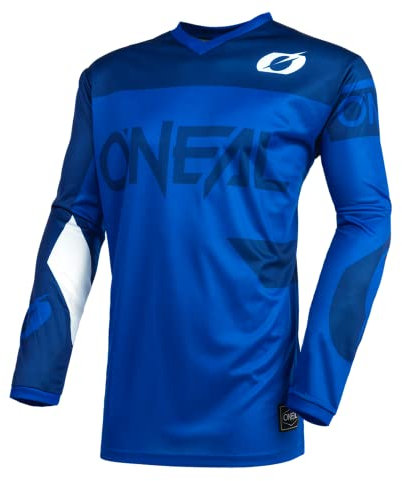 O'NEAL | Maglia da Motocross | Enduro MX | Tessuto Traspirante, Protezione Imbottita sui Gomiti, vestibilità per la Massima libertà di Movimento | Element Jersey Racewear | Adulto | Blu | Taglia L