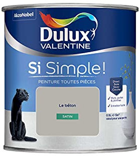 Dulux Valentine Peinture Si Simple Peinture Intérieure Toutes Pièces - Peinture Mur et Plafond, Porte et Plinthe - Couleur : Le Béton - 0,5 L