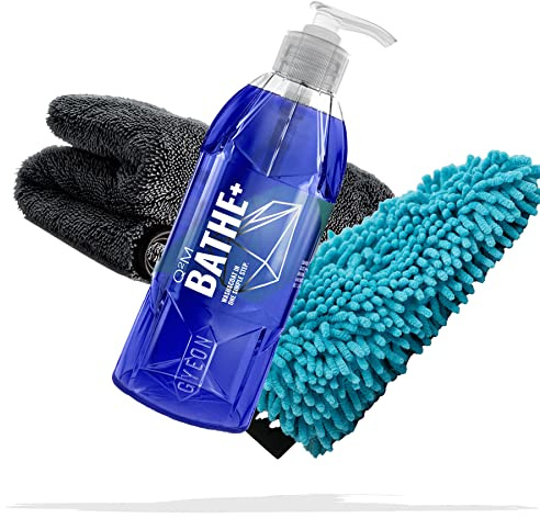 detailmate Bilvårdsset: GYEON Q²M Bathe+ 400 ml bilschampo tvätthandske mikrofiber torrduk 1000 GSM