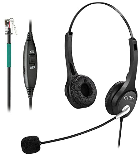 RJ9 Telephone Headset with Microphone Noise Cancelling, Phone Headset for Polycom VVX310 VVX410 VVX411 Mitel 5220 5312 5320 AVAYA 1408 1416 9508 Shoretel NEC BT Converse 2300 Landline Desk IP Phones