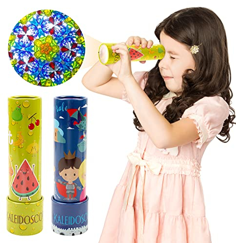 D-FantiX Klassisches Zinn Kaleidoskop für Kinder, 2 Stück Retro Spielzeug Pädagogisches Spielzeug mit Metallkörper, Weihnachtsfeier Gefälligkeiten Taschenfüller Weihnachtsstrumpffüller Kinder