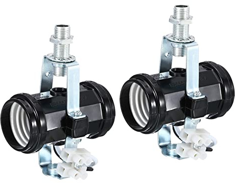 sourcing map E27 Doble Base Bombilla Zócalo M10 Rosca Lámpara Soporte 2 Luz Zócalo con Soporte Luz Accesorio Cable para Bricolaje Lámpara Accesorios Techo Lámpara Paquete de 2
