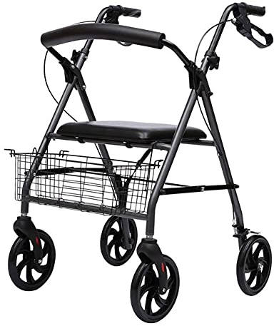 Rollatorer för seniorer Rollator Rollator med sits Fällbar gåhjälp 4-hjuls rollator för seniorer Rollator rollator med varukorg Höjdjusterbar rollator rollator, hållbart mobilitetshjälp The New