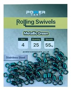 Sea fishing extra strong metallic green power swivels (4# Pack of 25)