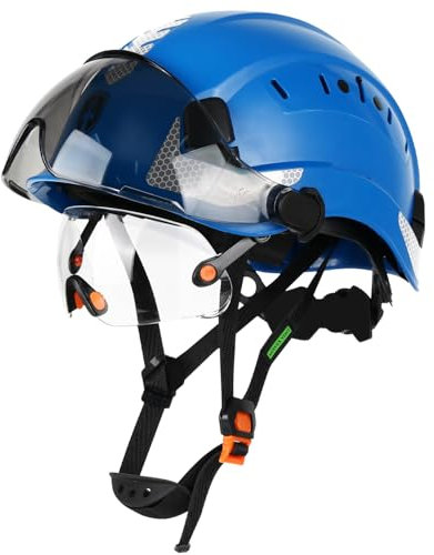 GREEN DEVIL Casque de protection industriel certifié EN397 et EN166 avec visière teintée + transparente | Casque de sécurité avec double visière pour la construction, l'artisanat et l'industrie |
