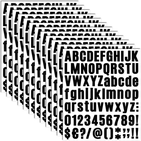 Oruola 12 ark vinyl bokstavsklistermärken, svart 2,5 cm självhäftande A-Z alfabet bokstäver för konst hantverk och utomhus skyltar