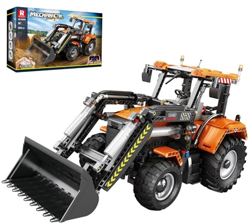 Reobrix Loading Tractor Building Blocks Sets for Adults Remote Control Bulldozer Building Model Kit, Excavator Engineering Building Toys for Adult (22024)