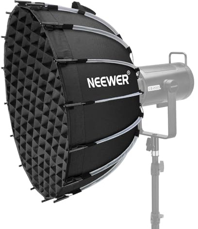 NEEWER Kit de softbox parabólico, Caja Blanda de Montaje Bowens de 23.6 Pulgadas con difusores de luz para Estudio fotografía, grabación de Video, iluminación de transmisión, Compatible con Aputure