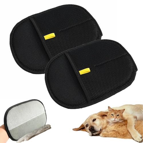 Chingcoo Set di 2 guanti per la rimozione dei peli di animali domestici, riutilizzabili per cani e gatti, spazzola per la rimozione dei peli su divano, vestiti, biancheria da letto e auto