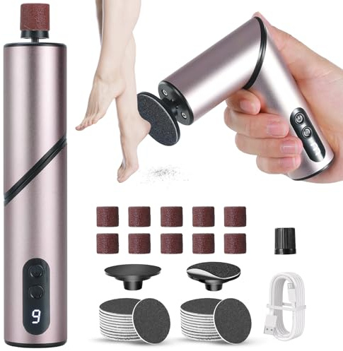 VAYALT Pedicure Elettrico Professionale Piedi, 2 in 1 Levigatore a 9 Velocità con Display LCD, Raspa Piedi per Pelle Dura, Screpolata e Morta, Set per Cura dei Piedi (Pieghevole)