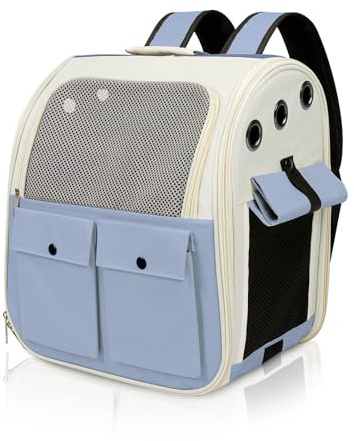YooxArmor Mochila Transportadora para Gatos Perro,Bolsa Plegabl Transportin Mochila para Mascotas hasta 8 kg con Ventana de Malla,Azul