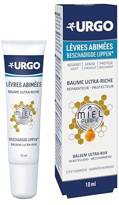 Urgo Bálsamo de cuidado intensivo de miel, labios extremadamente secos, nutre y repara, forma una película protectora, con manteca de karité y miel purificada, a partir de 3 años, 10 ml