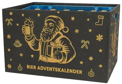MC-Trend Calendario dell'Avvento della birra – Banderola in feltro antracite con stampa dorata – Calendario dell'Avvento fai da te per cassetta della birra – Include 24 adesivi – Idea regalo originale