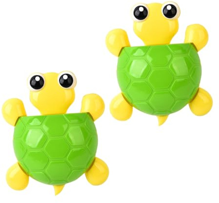 TOYANDONA 2 Piezas Soporte de Pared para Cepillos de Dientes con Ventosa Fuerte Organizador Multifuncional para Baño de Verde Diseño Tortuga Infantil Fácil Instalación y Decorativo