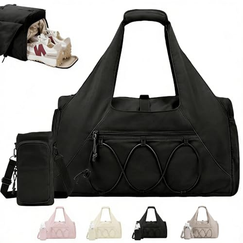 AUNGKWANG Bolsa de Deporte para Mujer, Bolsa de Yoga con Compartimento para Zapatos, Compartimento Húmedo y Bolsas para Botella de Agua, BolsaGym Mujer para Viajes, Senderismo, Natación, Yoga
