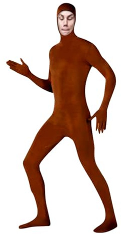 Uomo Intera Costume Tute Intera Unisex da Donna E Uomo Tuta Invisibile Body Maniche Lunghe Tuta Zentai con Cappuccio Stretch Body Suit per Festival Cosplay Carneval (Coffee, L)