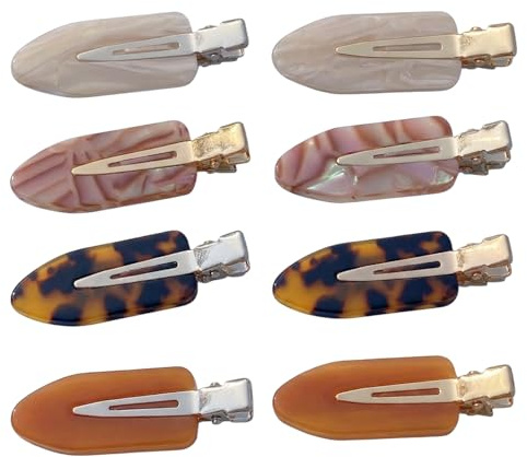 Aribliseza pinzas para el cabello, 8 piezas, 4 colores, broches planos con patrón de leopardo, rayas marrones y rosas, clips para peinado de mujer