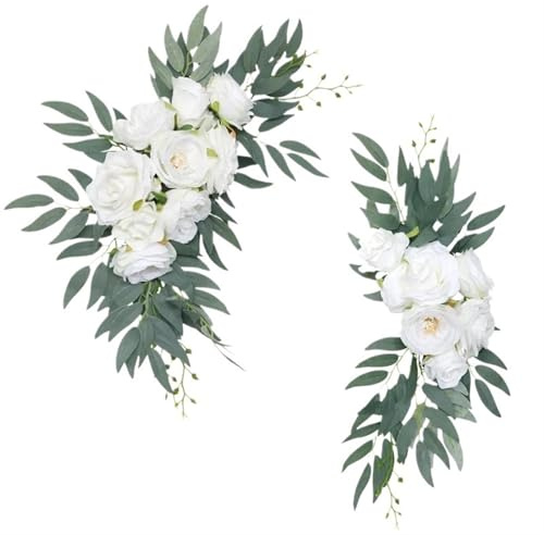 Zymjzbetic Konstgjorda blommor kit för bröllopsbågar konstgjorda blommor kit för rosett bröllop, rosa girlang gardiner för dekorationer