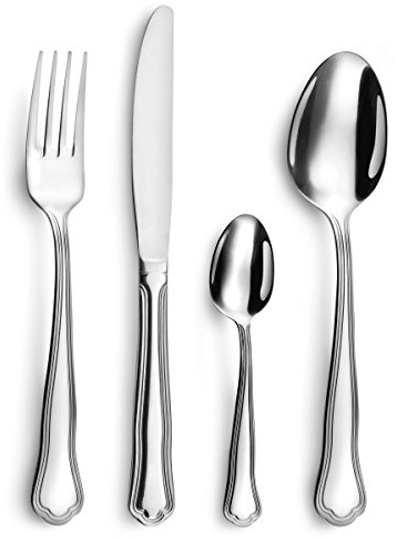 Amefa Besteck CONTOUR URFE, klassiches Tafelbesteck mit feiner Dekorlinie, für 6 Personen, Edelstahl glänzend, 24-teilig